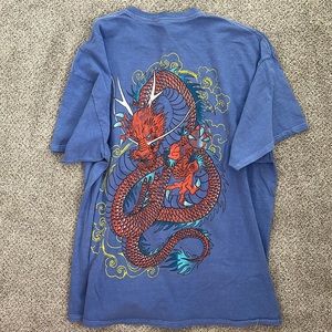 Urban Outfitters S/M Dragon Graphic Tee Blue NEW NWT
